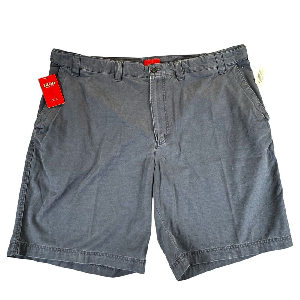 NWT Izod Sz 44 Luxury Sport Mens Soho Shorts 9” inseam Cotton Muted Blue Chino